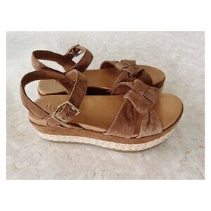 UGG Sz 8 Trisha Chestnut Suede Platform Sandal Jute Sole